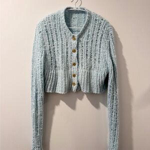 Light Blue Button-Up Women's Sweater